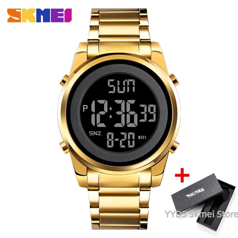SKMEI Luxury Waterproof Watch for Men Stainless Steel Electronic Sports Digital Mens Wristwatches Man Clock Reloj Masculino 1611