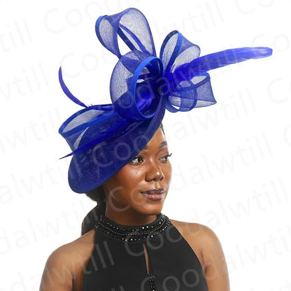 Chapéu Fascinator de Casamento Feminino, Chapéu de Millinery para Eventos Formais na Igreja, Chá, Corrida Kentucky Derby, Chapeau com Pena