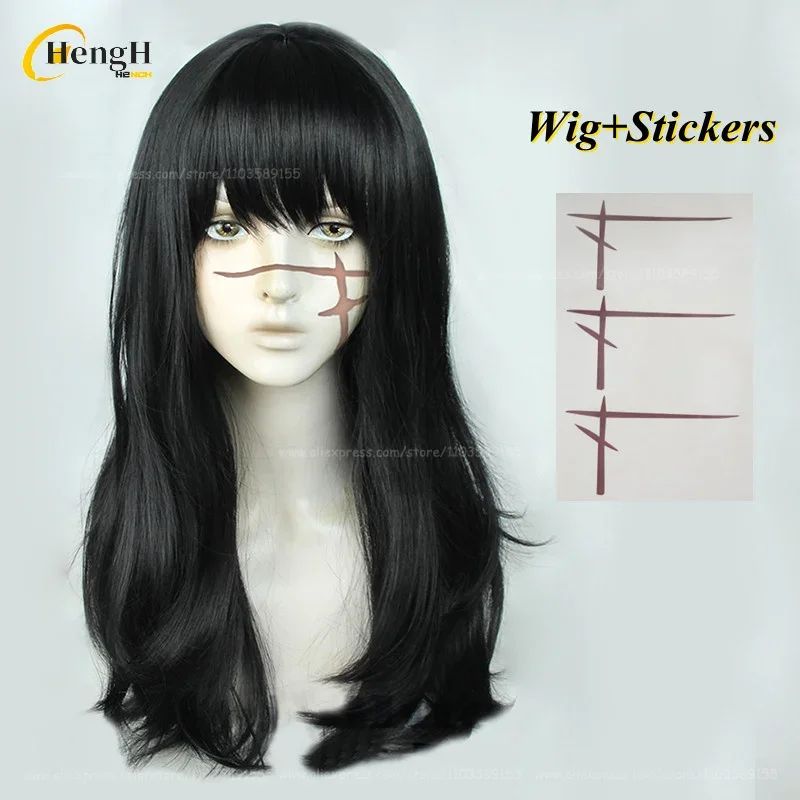2 Estilos Mitaka Asa Peruca Sintética Anime Longa 65cm Preta Perucas Cosplay Com Adesivo Resistente Ao Calor Cabelo Festa Perucas Unissex + Touca de Peruca