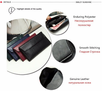 Slim Genuine Leather Women Wallet Female Long Clutch Bag Luxury Design Wallets and Purses Ladies Card Holder Vallet Sac A Main
