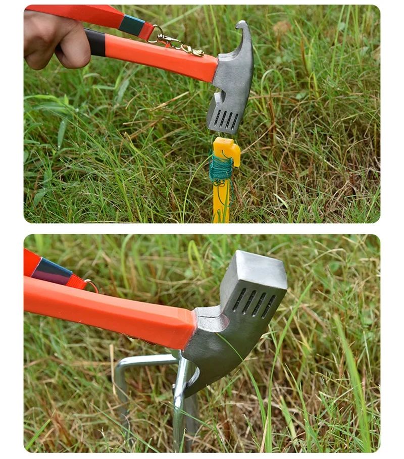 Martelo de Tenda em Aço Carbono, Martelo de Tenda de Acampamento, Martelo de Tenda em Aço Carbono, Extrator de Pregos Doméstico em Aço Carbono, Extrator de Pregos em Aço Carbono