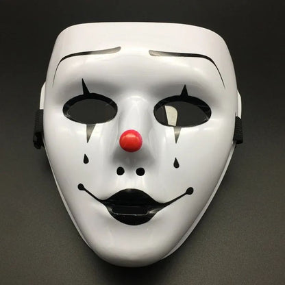 Masquerade Halloween Full Face Mask Hand Painted White Death Clown Black Gold Adult Street Dance Eye Mask Prop