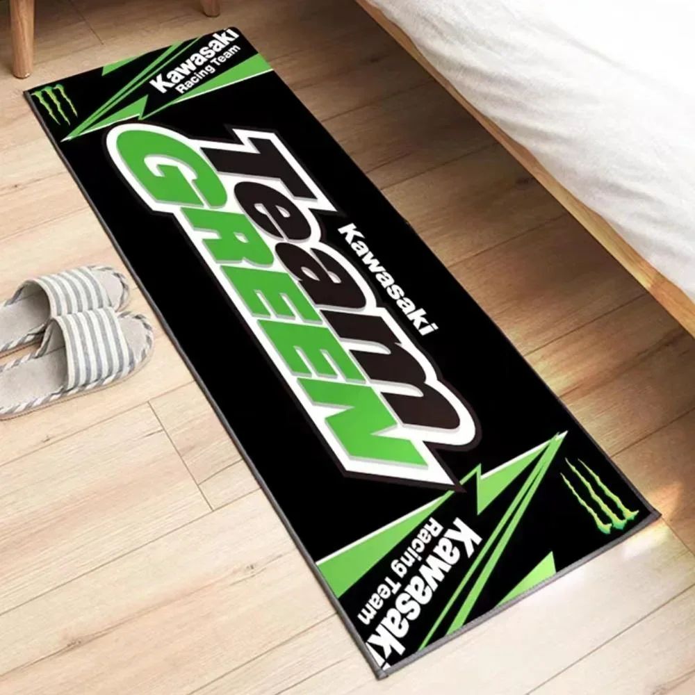 Garage Mat Motorcycle Carpet Racing Cool Moto Display Kawasaki Carpet for Kawasaki Motorcycle Area Rug Anti-slip Floor Decor Rug
