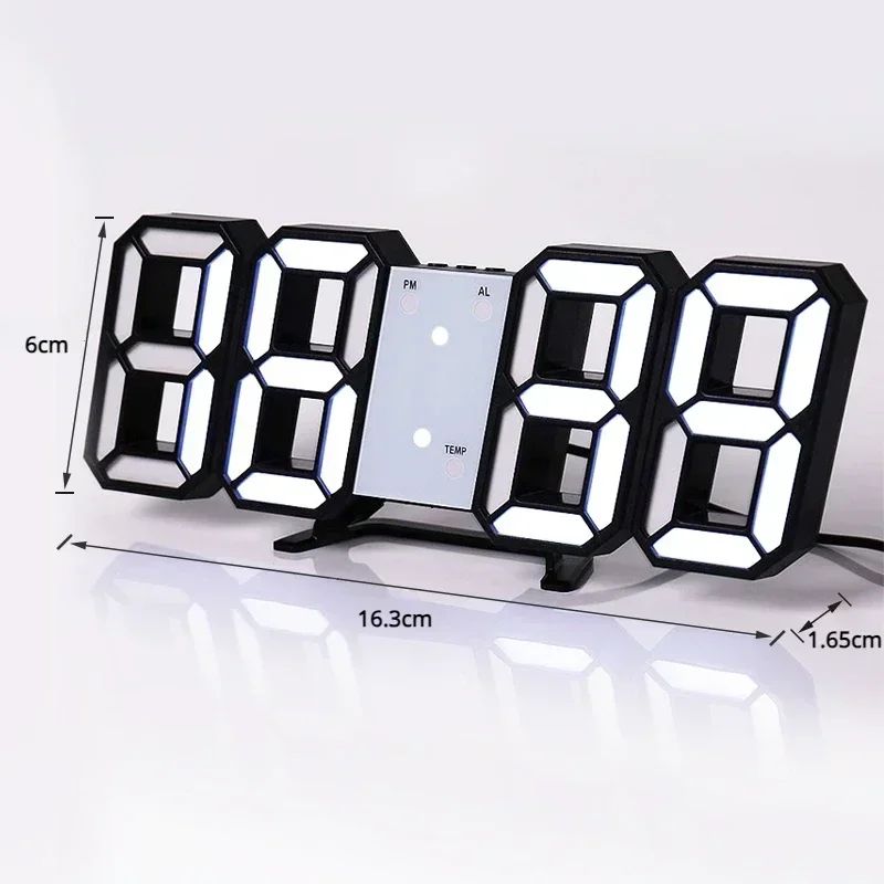 3D LED Digital Clock Wall Decoration Glow Night Mode Decoration for Home Adjustable Electronic Watch Clock Decor Clocks Garden