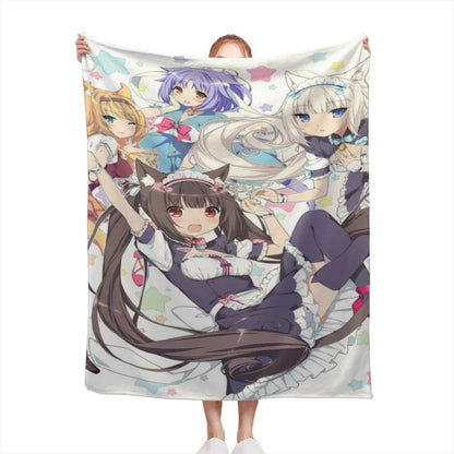 Anime Nekoparas Kawaii Cute Comfortable Flanne Blanket Soft comforter sets throw for Couch Warm Flannel Blankets Bedroom Décor