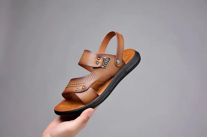 Men's Casual Trendy Soft Bottom Sandals 2024 New Design Real Leather Beach Shoes Slippers Anti-Slip Summer Shoes