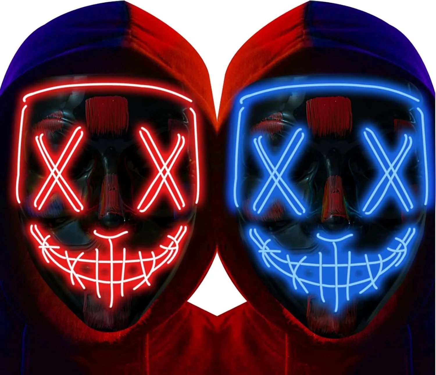 Poptrend Halloween Mask LED Light up Mask Scary mask for Festival Cosplay Halloween Costume Masquerade Parties Carnival Gift