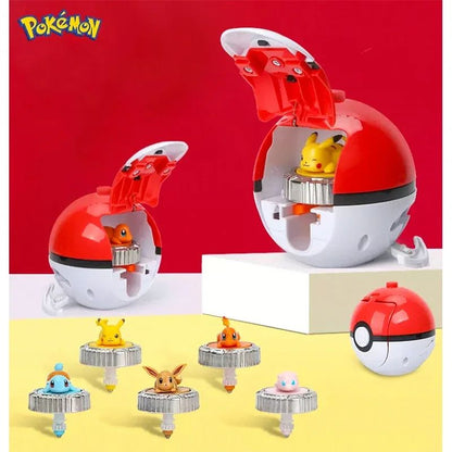Pokemon Battle Spinner Toy Pikachu Charmander, Magic Gyro Combat Top with Poke Ball for Kids Gifts