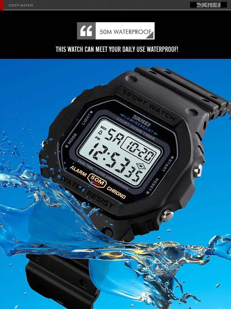 SKMEI 1628 Luxury Digital Men Watches Sports Waterproof Electronic Mens Wristwatches Military Back Light Clock 1988 Reloj Hombre