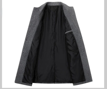 New Winter Men Cashmere Trench Coats Wool Blends Overcoats Business Casual Trench Long Jackets Male Slim Blends Coats Size 4XL