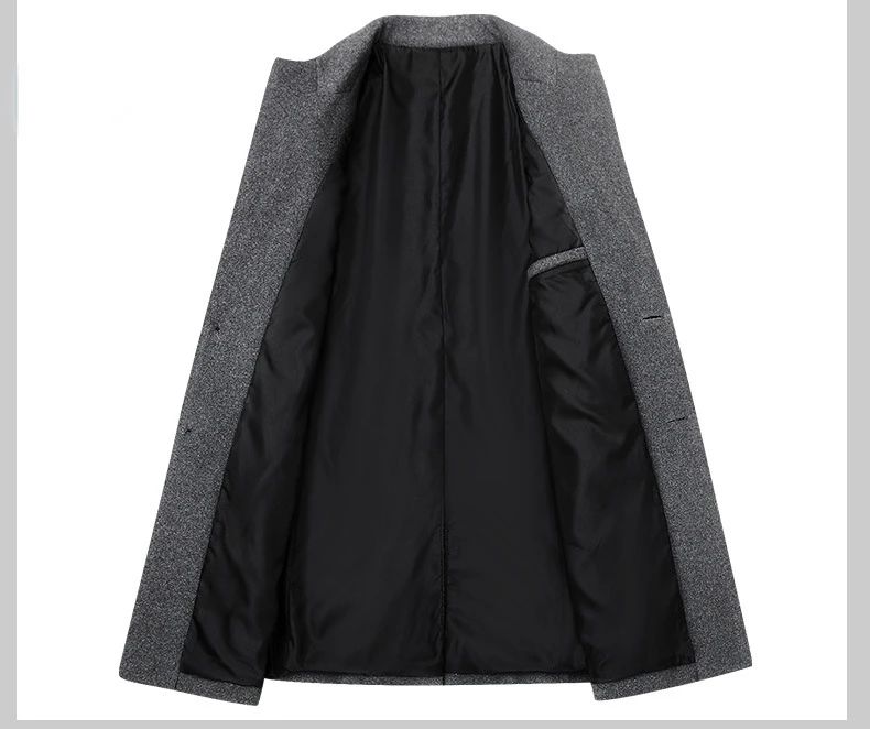 New Winter Men Cashmere Trench Coats Wool Blends Overcoats Business Casual Trench Long Jackets Male Slim Blends Coats Size 4XL