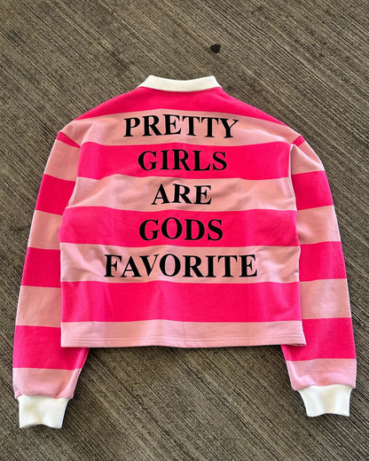 Hip Hop Stripe Pretty Girls Shirt America Harajuku Fashion Letter Print Polo Shirts Y2k Retro Men Women Long Sleeved T Shirt
