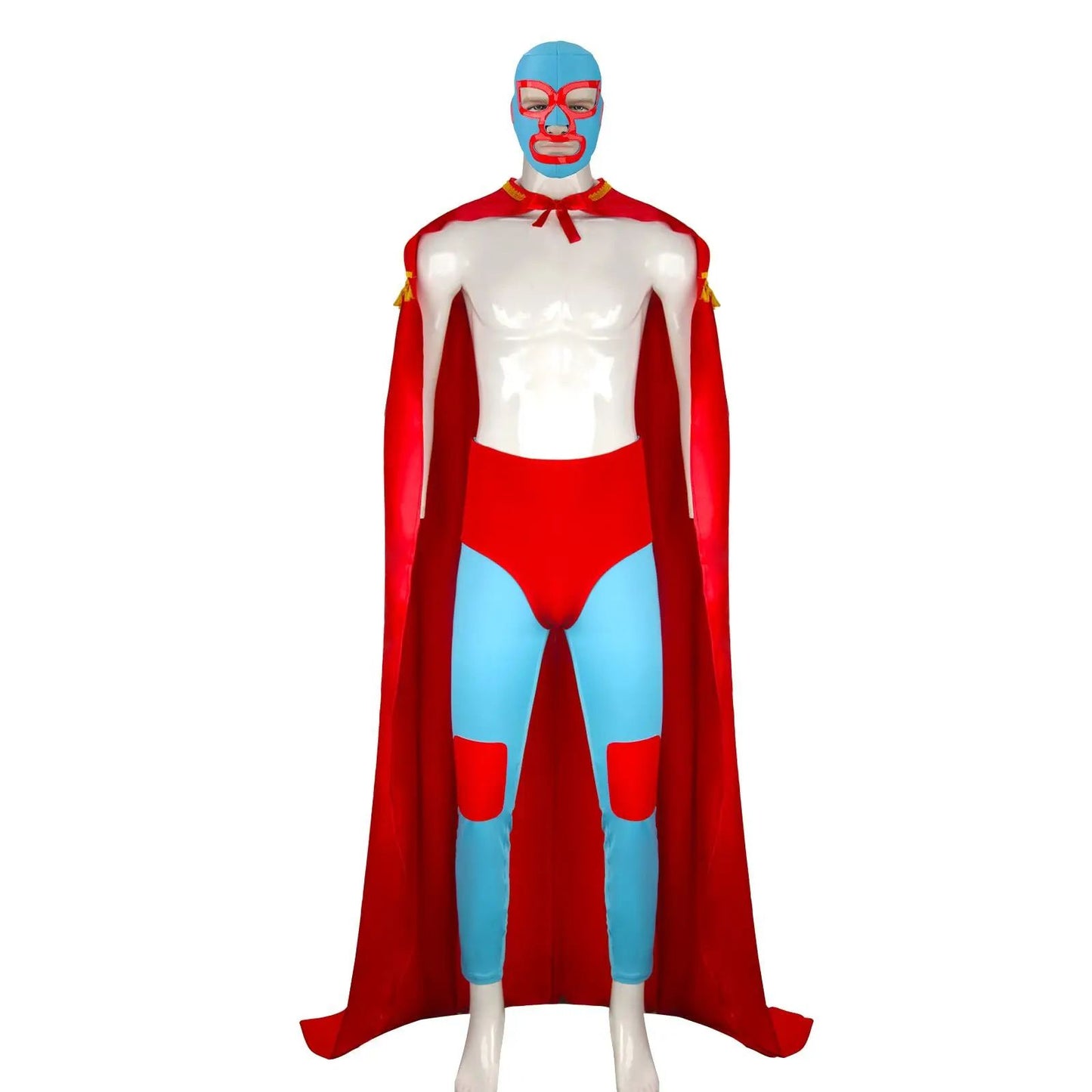 4PCS Nacho Cosplay Costume Libre Red Cloak Mask Pants Shorts Full Set Outfits Mexican Wrestling Halloween Cos Outfits Adult Men