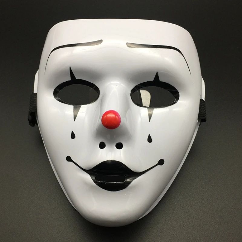 Halloween Props Masquerade Performance Full Face Mask Hand-painted White Street Dance Adult Eye Mask Death Clown Black Gold