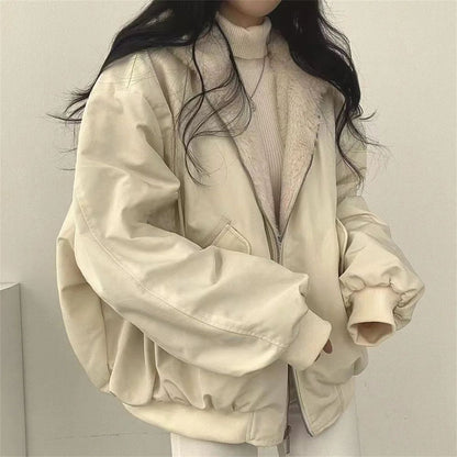 Both Sides Thicken Coat New Zipper Hooded Women Winter Jacket Oversized Elegant Solid Fashion Warm Coats Casual Ladies Outerwear