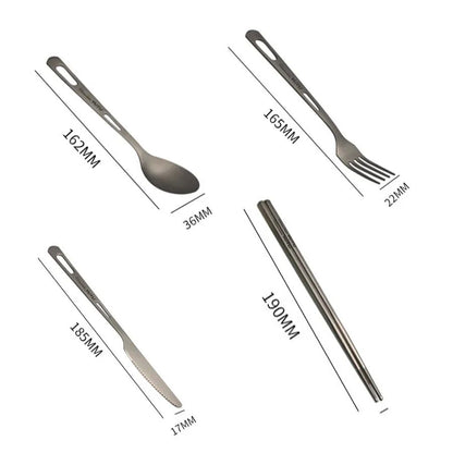 ortable Pure Titanium Tableware Set Lightweight Ti Camping Utility Cutlery with Carrying Bag for Traveling Picnic Hiking