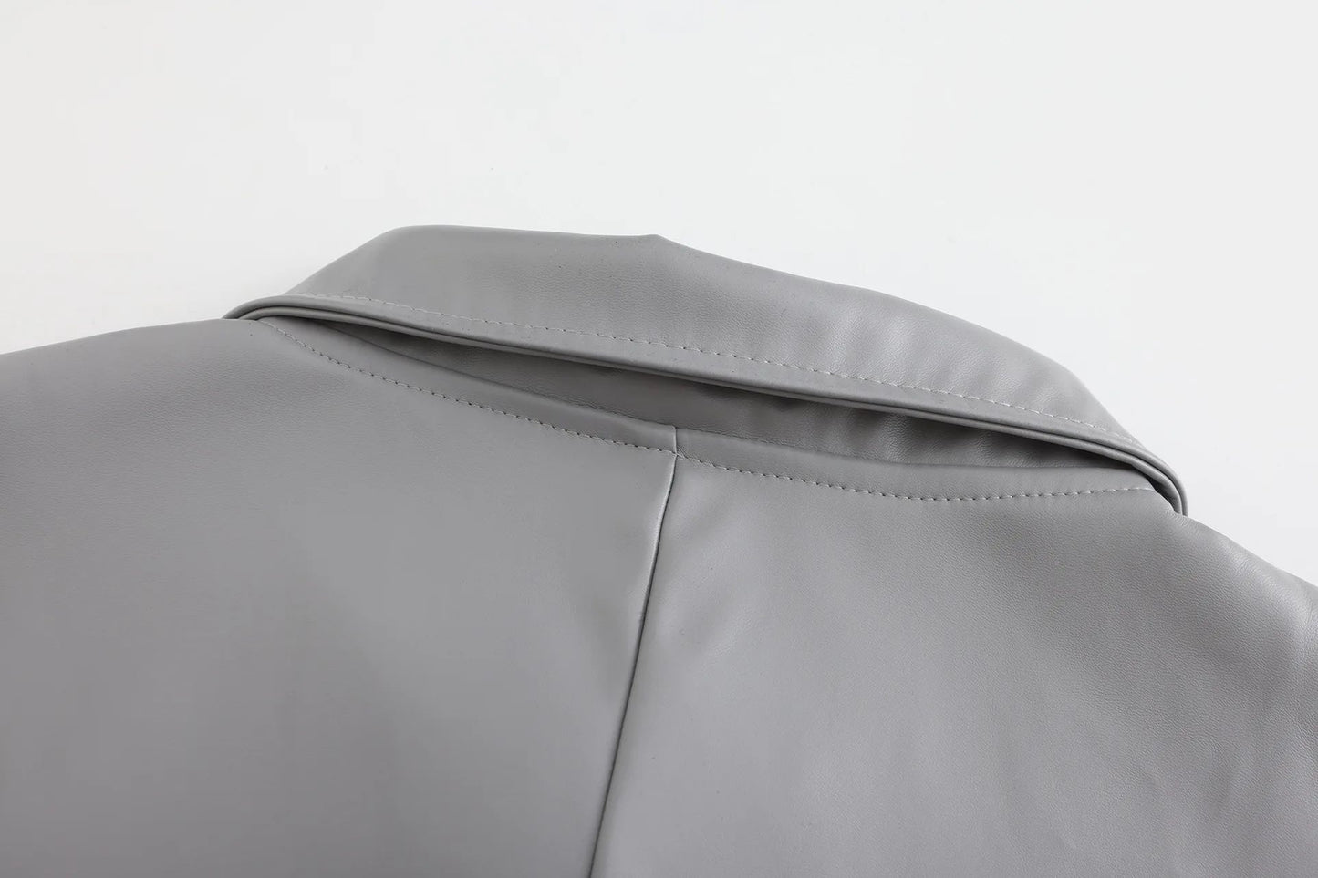 Casual Pure Color Slim Fit PU Leather Long Jacket Men's Coat with Lining Autumn Fashion Quality Outerwear Male Model