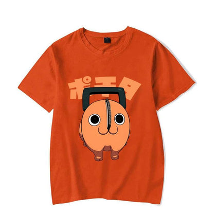 Fun Pochita Printed T-shirt Women's Loose Short Sleeve Round Neck Top Women's Casual Shirt T-shirt Anime T-shirt