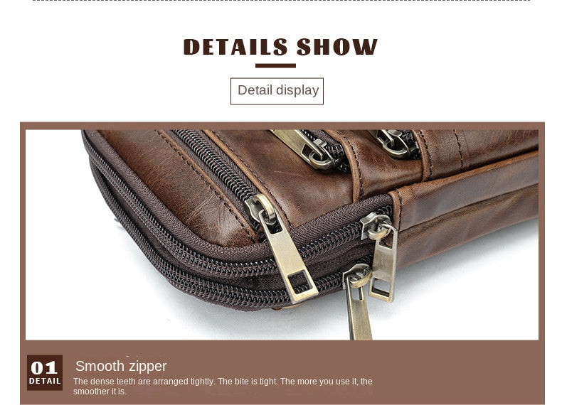 New Men's Cow Leather Chest Bag Man Small Shoulder Casual Male Crossbody Waist Bag