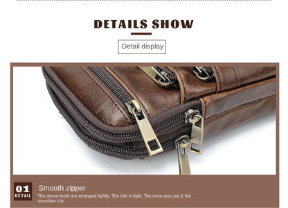 New Men's Cow Leather Chest Bag Man Small Shoulder Casual Male Crossbody Waist Bag