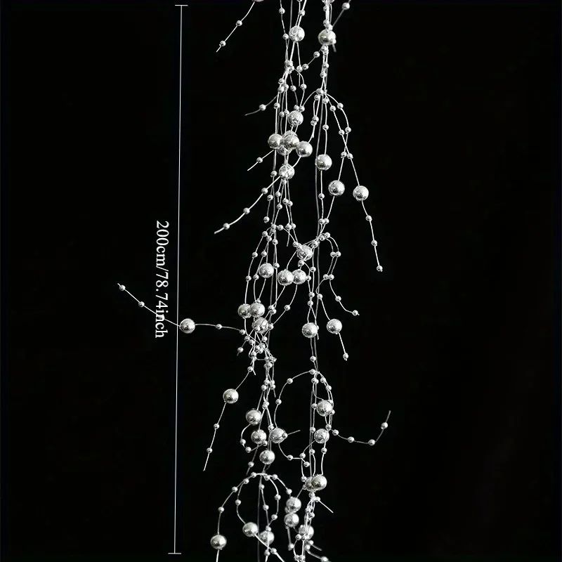 Christmas Pearl Bead Garland with Fishing Line Floral Hanging Ornament Bendable Design for Tree Decor Festival Party Arrangement