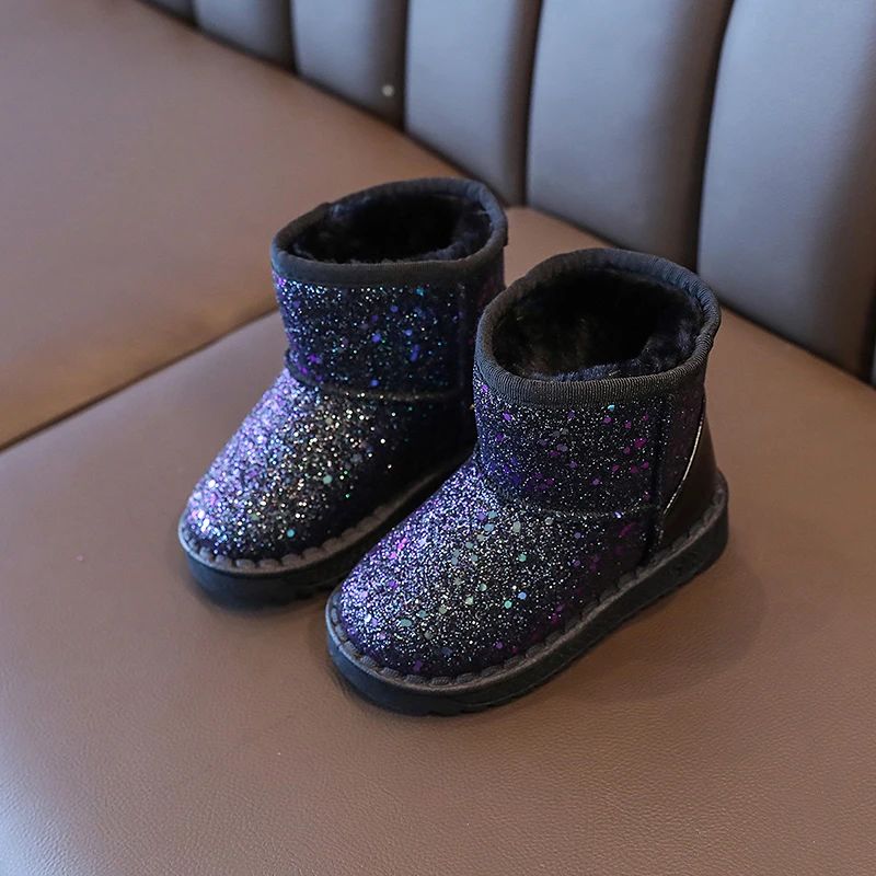 Children Warm Shoes Autumn Winter Boots Boys Girls Snow Shoes Fashion Shinny Soft Antislip Girls Boots 25-36 Sport Snow Boots