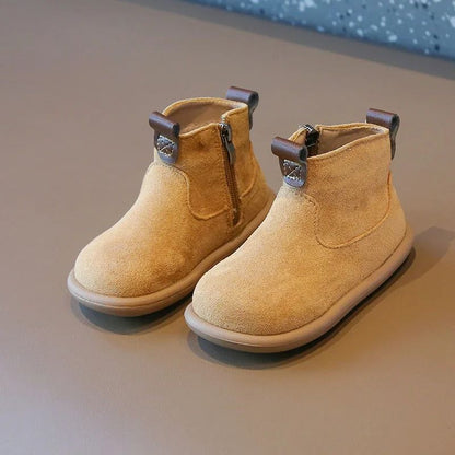 Autumn Winter Baby Boys Girls Boots Oxford Suede Children Casual Shoes Outdoor Anti-slip Infant Shoes Plush Kids Ankle Boots