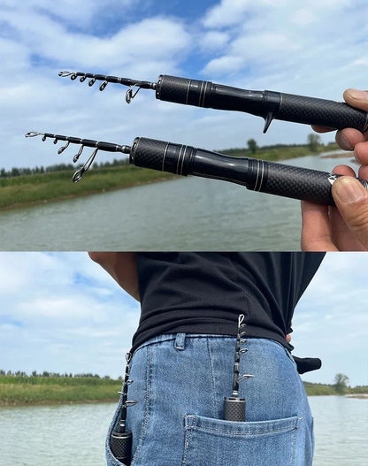 Vara de pesca curta portátil de micro haste de 28 cm, haste branca, com carretel de pesca telescópico ejetor, material de pesca