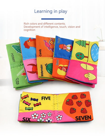 Livros de Pano Macios para Bebês com Som de Chocalho, Livros Silenciosos de Animais para Bebês, Brinquedos Educacionais de Aprendizagem Precoce para Bebês de 0 a 12 Meses, à Prova de Rasgos
