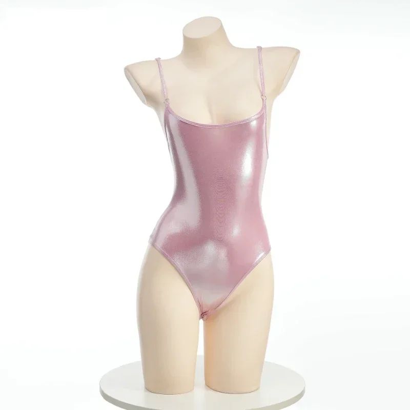 Summer Pool Party Three Point Swimsuit Bodysuit Uniform Costume Women Bell Leather One-piece Swimwear Outfit Cosplay