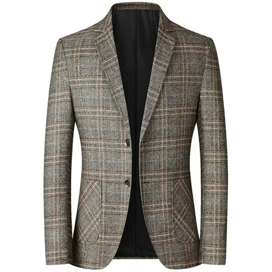 2024 New Spring Autumn Blazers Men Slim Fit British Plaid Formal Suits Male Jackets Party Wedding Business Casual Blazers Men