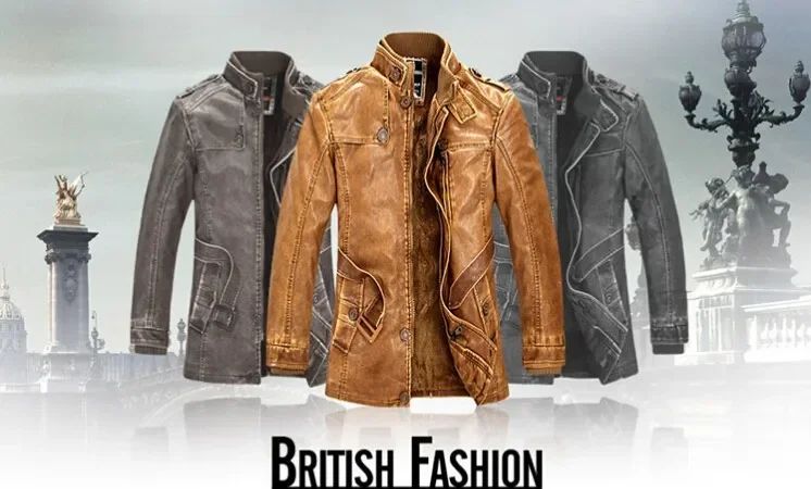 Men Slim Warm Washed Leather Motorcycle Jacket High Quality Leather Jacket Mens Standing Collar Coat Plus Size 4XL Long Parkas