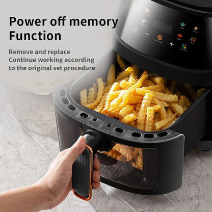 Fritadeira Airfryer 8L Forno Smart Touch de Grande Capacidade Visual Multifuncional Elétrico Fritadeira Air Fryer Máquina de Batata Frita