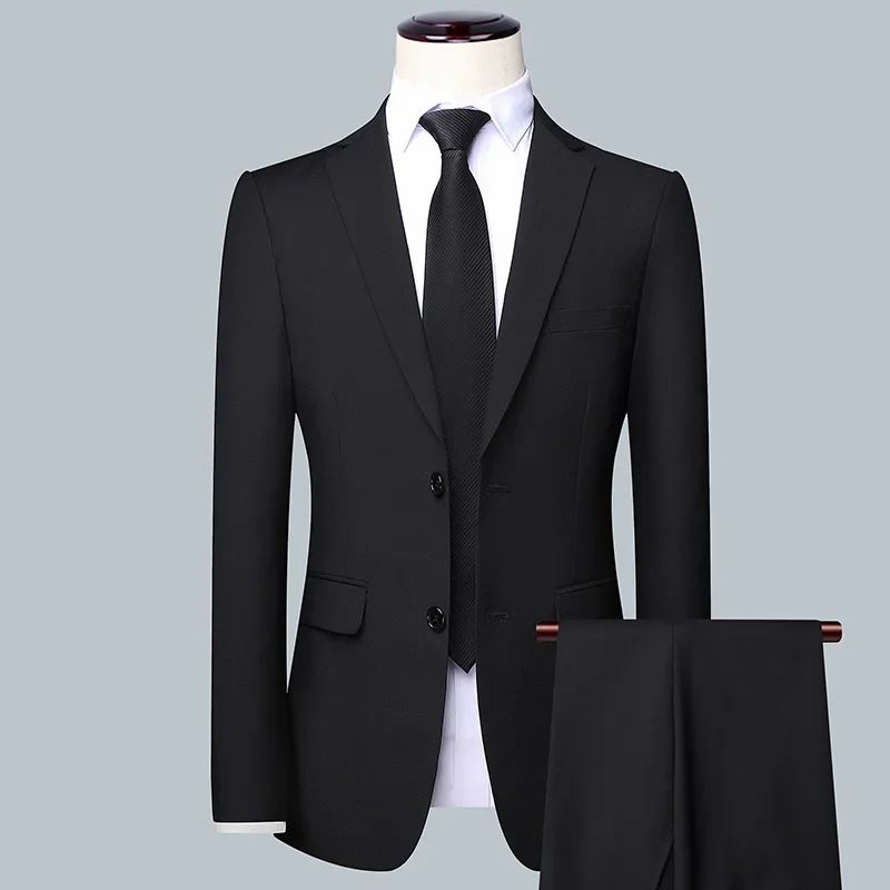 High quality Men Solid color Business - stylish handsome groom best man wedding dress 3/2/1 Single piece optional