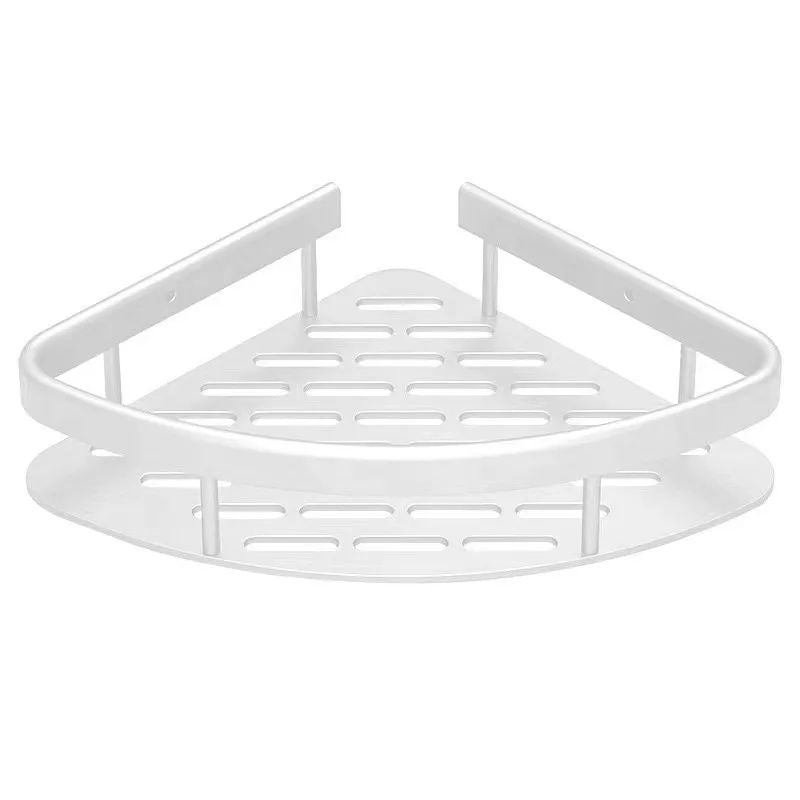 Non Perforated White Triangular Bathroom Shelves Storage Rack Toilet Corner Shower Storage Rack Bathroom Corner Rack Accessories