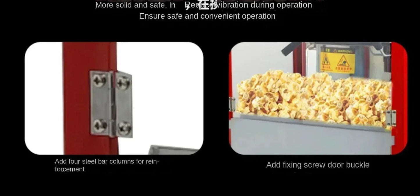 220V Commercial Popcorn Maker Machine, Large Capacity, Quick Heating, for Business Events and Parties