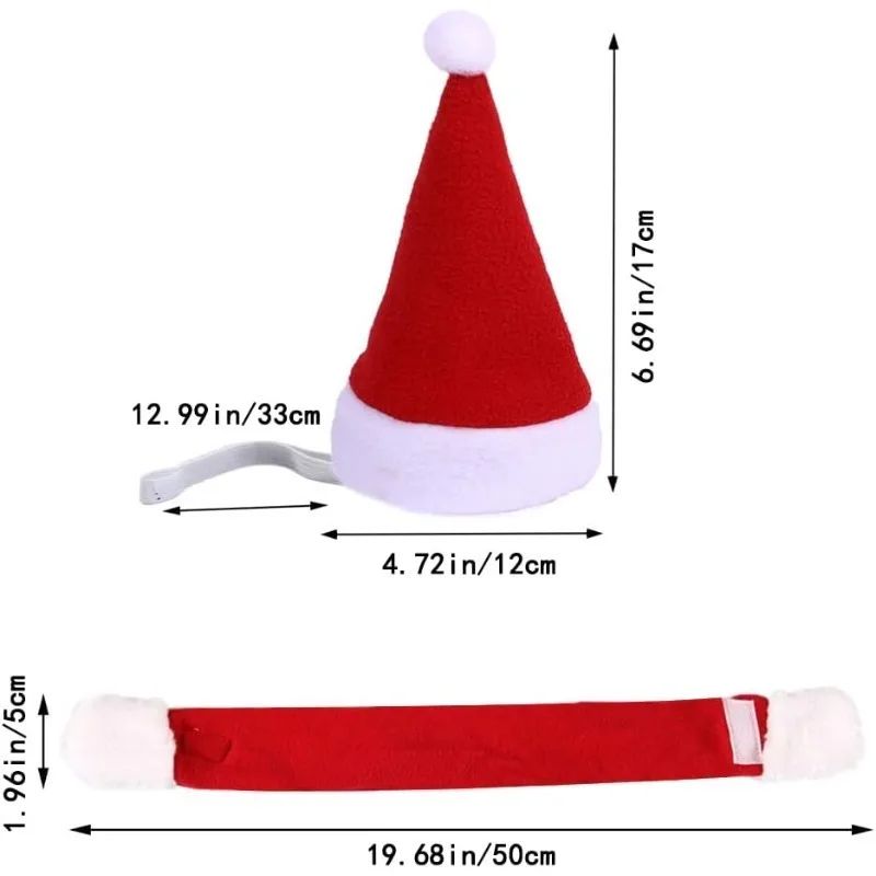 Conjunto de Fantasia de Natal para Pets, Gorro e Cachecol Ajustáveis de Papai Noel para Cães Pequenos, Gatos e Filhotes, Acessórios para Fotos de Festas