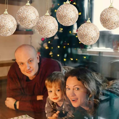 6-30pcs Champagne Gold Glitter Christmas Balls 6cm Xmas Tree Hanging Sparkling Ball Pendants for New Year Party Decor Ornaments