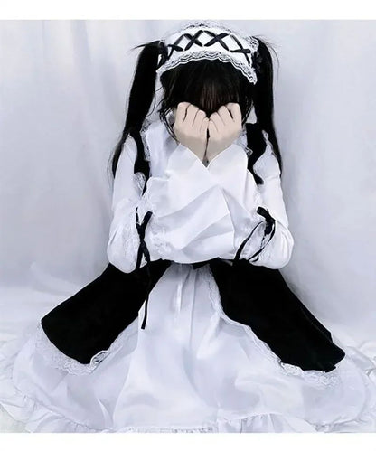 Women Maid Outfit Lolita Cosplay Cute Sexy Erotic Kawaii Cafe Costume Black White Men Uniform Apron Dress Cute Bow Mucama 2026