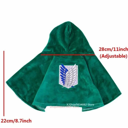 Dog Cat Cloak Christmas Anime Halloween Attack Titaner Pet Cape Shingeki No Kyojin SurveyCosplay Costume Photograph Prop Gifts