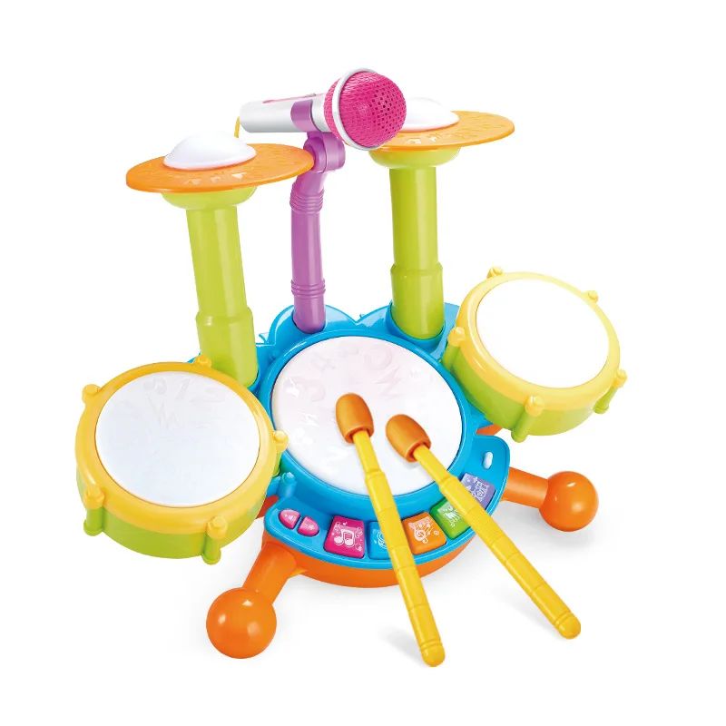 Hot Selling Creative Children Drums Set Electric Light Cool Music Drum Kit Percussion Instrument Baby Early Education Toys Gifts