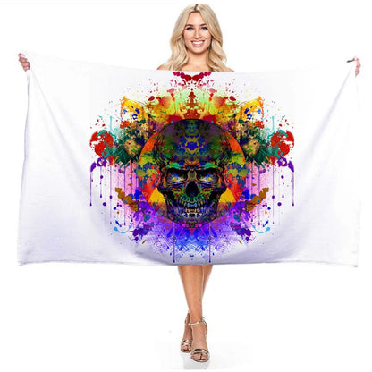 Psychedelic Skull Bath Towel - Vibrant Design, Soft Absorbent, Perfect for Summer Fun, Adds Artistic Vibes to Your Beach Days