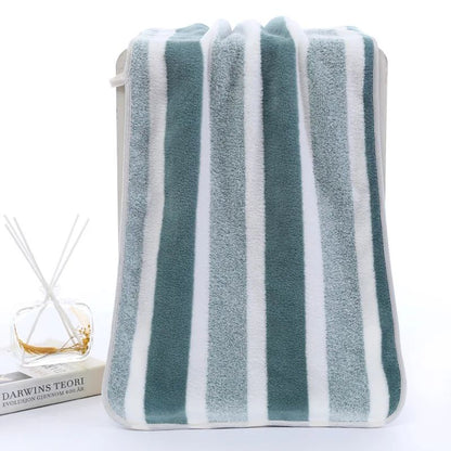 1 Set Striped Face Towel 35x75cm for Bathroom and Soft and Absorbent Quick-Drying Experience Microfiber Bath Towel 70x140cm