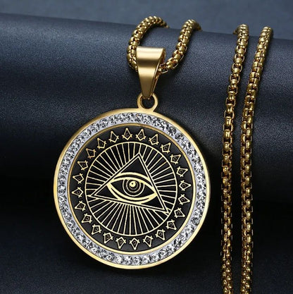 Eye of Horus, Eye of God Necklace, Rotatable Evil Eye Pendant, Men's Trendy Retro Weird Egyptian Amulet Jewelry