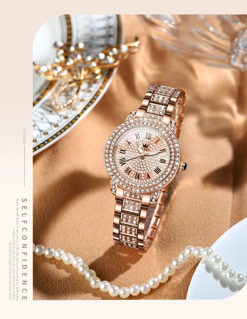 OLEVS Watch Women Fashion Elegant Stainless Steel Waterproof Quartz Wristwatch Luxury Ladies Dress Watches
