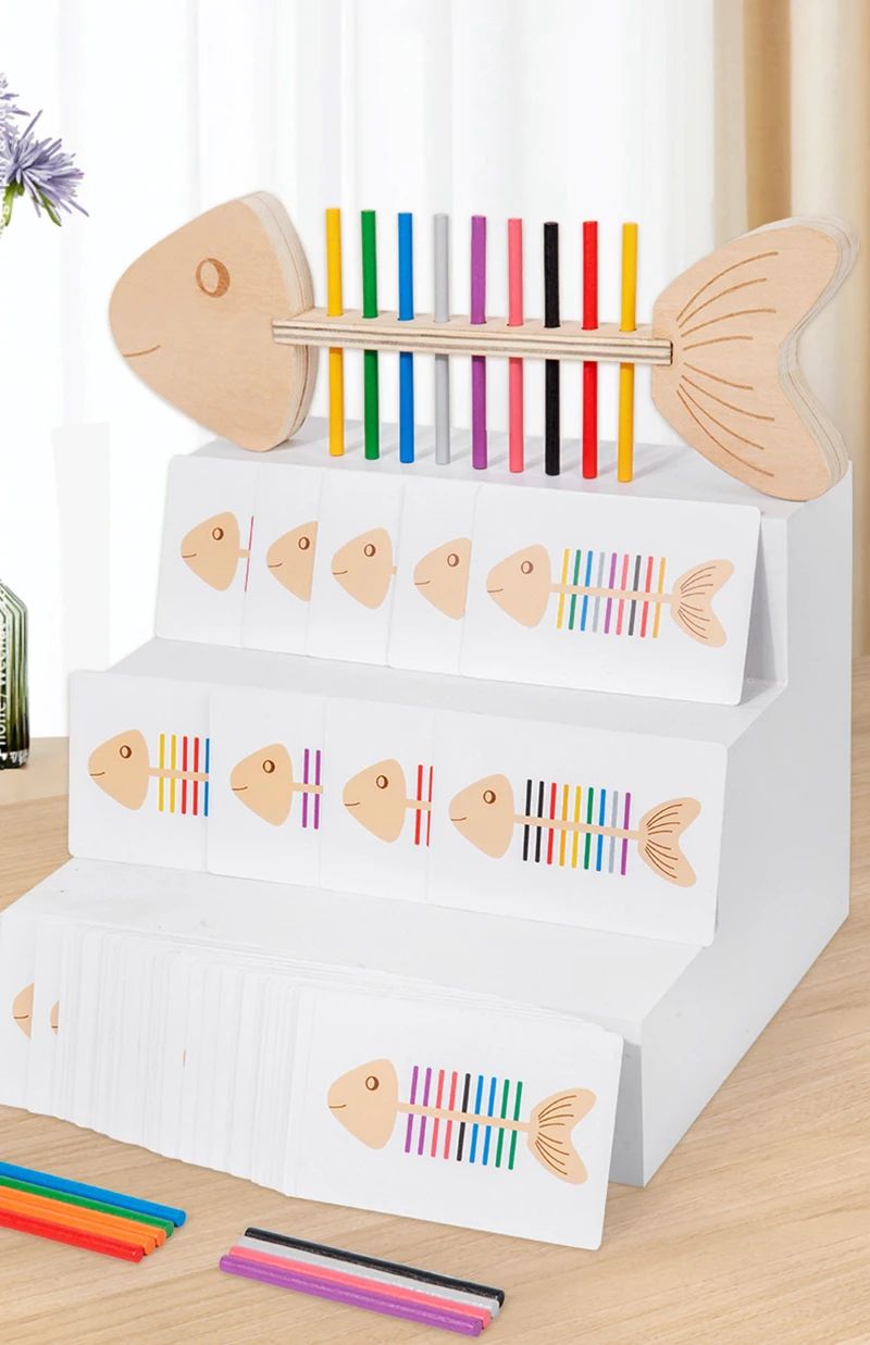 Montessori Fish Bone Matching Puzzle Toy Color Classification and Sensory Matching Game Children's Growth Gift Toy