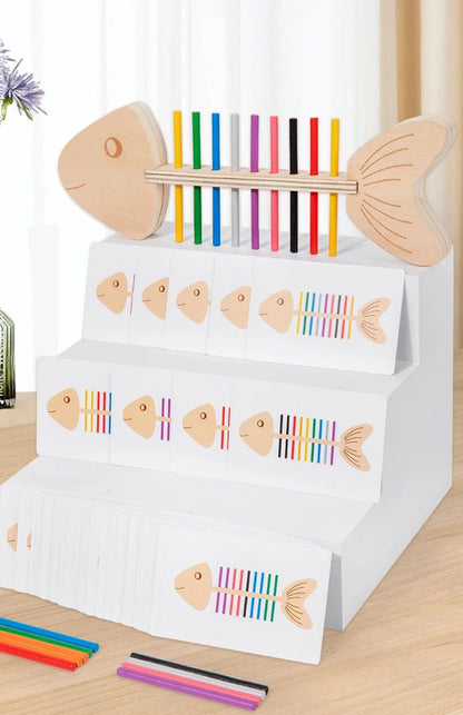 Montessori Fish Bone Matching Puzzle Toy Color Classification and Sensory Matching Game Children's Growth Gift Toy