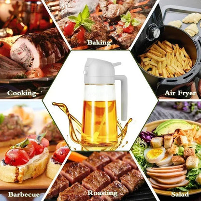 2 in 1 Pour Spray Sprayer Bottle for Kitchen Oil Sprayer Cooking 17oz/500ml Plastics Bottle Food-grade Oil Mister for Air Fryer