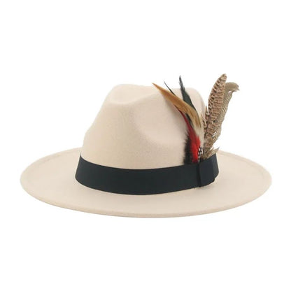 Chapéu Fedora Inverno Feminino Chapéus Masculinos Chapéu de Feltro Pena Luxo Moda Casual Decoração Casamento Homens Mulheres Fedora Chapeau Femme Touca