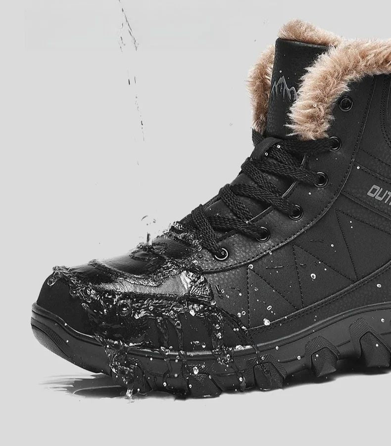 Botas de Neve de Inverno 2025 Masculinas Sapatos Outdoor Cano Alto Cadarço Antiderrapante Botas de Tornozelo Quente Confortáveis Pelúcia Sapatos Casuais Masculinos